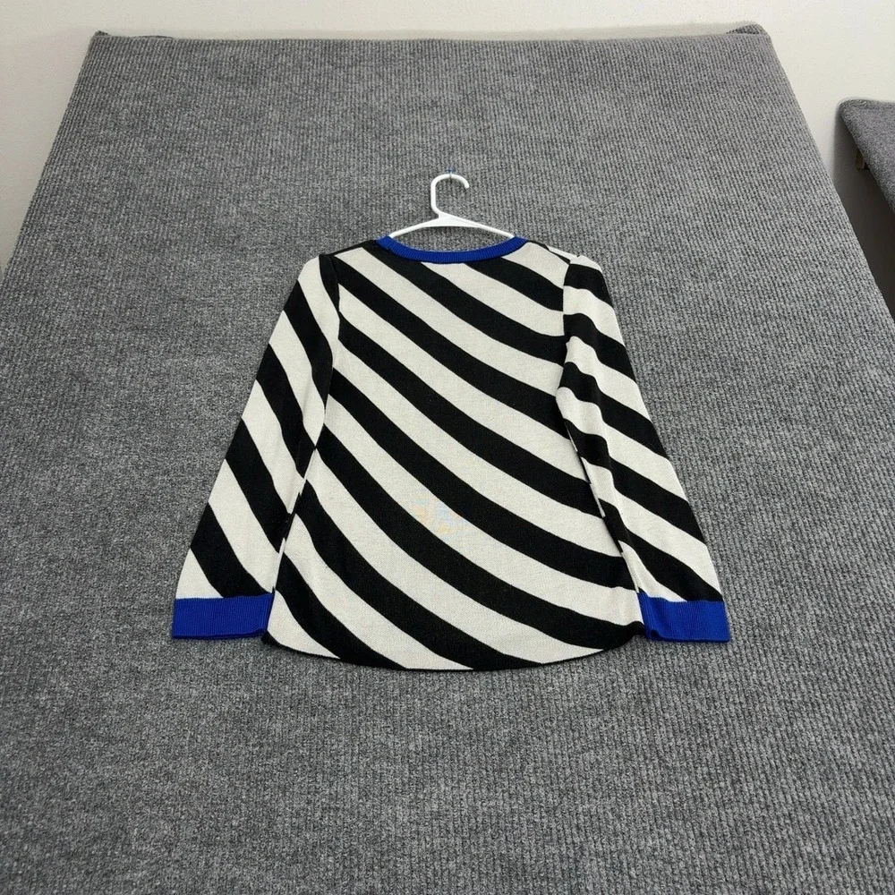 Maeve Anthropologie Sweater Womens S Black White Knit Diagonal Stripe Casual